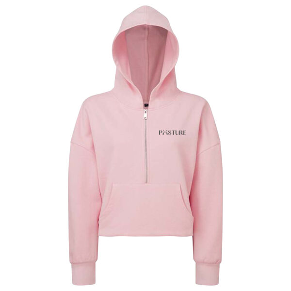1/4 Zip Boxy Hoodie with chest logo  3 Thumbnail